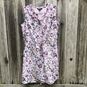 Nicole Miller Original Pink Floral Sleeveless Midi Dress Large NWOT